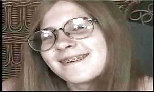 Dorky teenager
 in braces nailed stiff